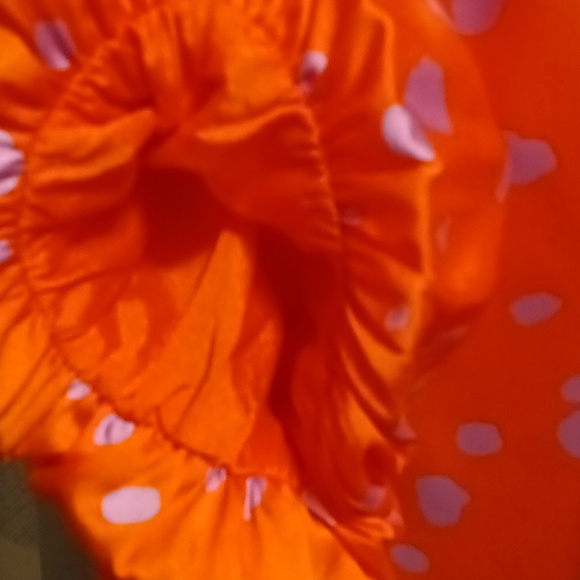 THML polyester orange/lavender splotched blouse w puffer sleeves/crewneck XS - Picture 11 of 11